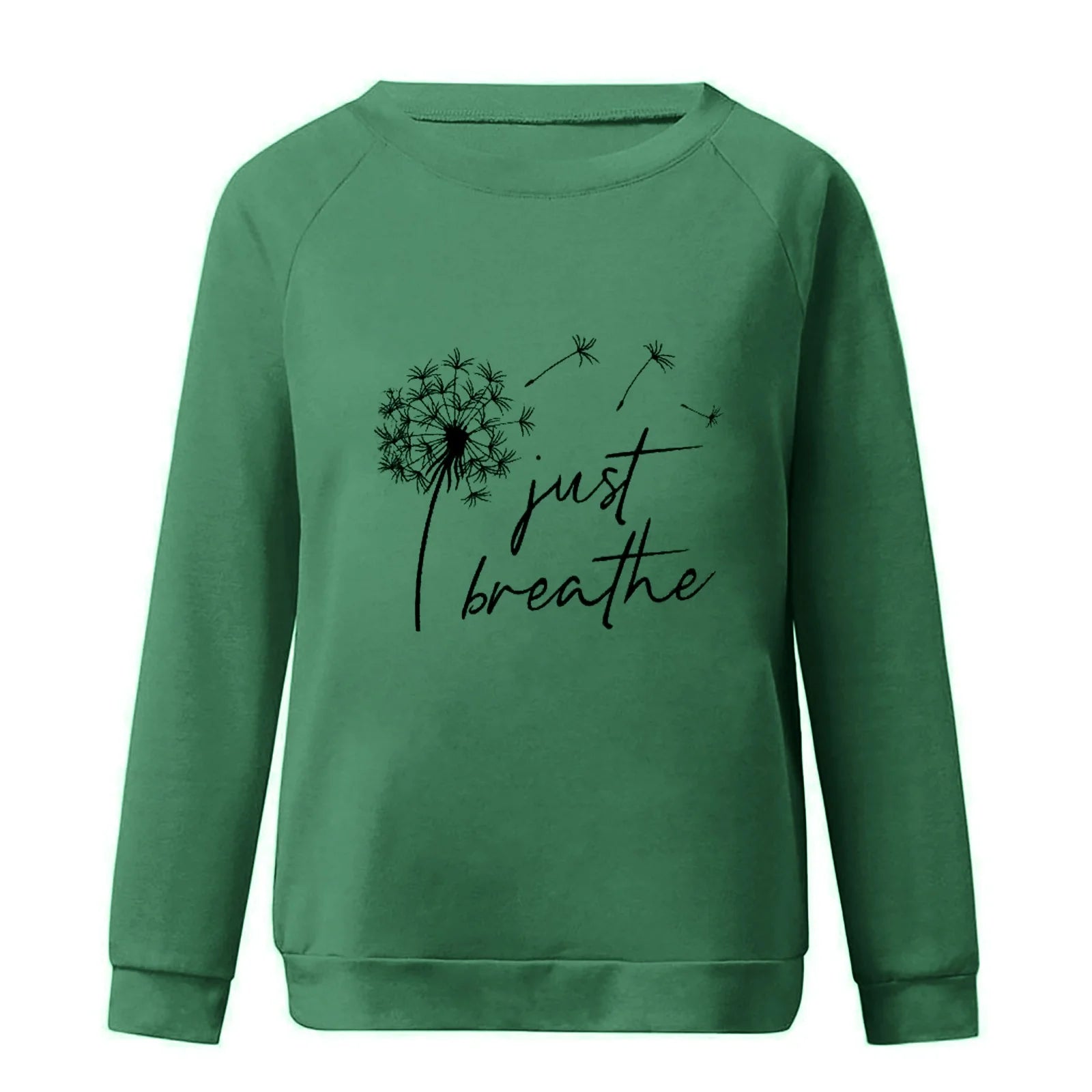 Fall Sweatshirts for Women Floral Letter Print Long Sleeve Blouse round Neck Loose Graphic Tee Womens Tops Sweatshirts Fall Clothes Comfy Green S